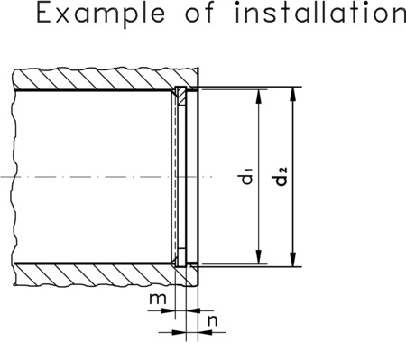 technical drawing of Internal Circlip, to DIN 472