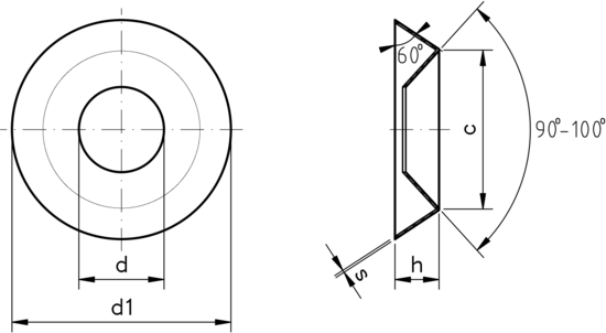 technical drawing of Cup Washers Stamped Type