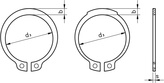 technical drawing of External Circlips to DIN 471