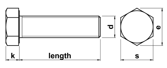 technical drawing of Hex Head Setscrews ISO 4017