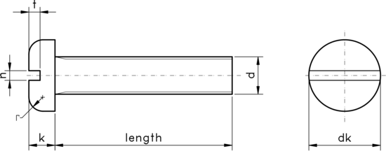 technical drawing of UNC Slotted Pan Machine Screws ASME B18.6.3