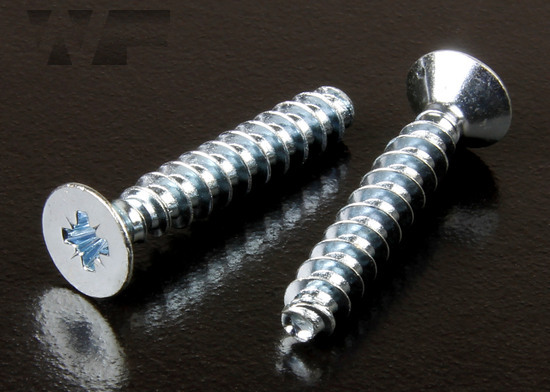 Pozi Countersunk Thread Forming Screws for Plastics, 30 Degree Thread in BZP image