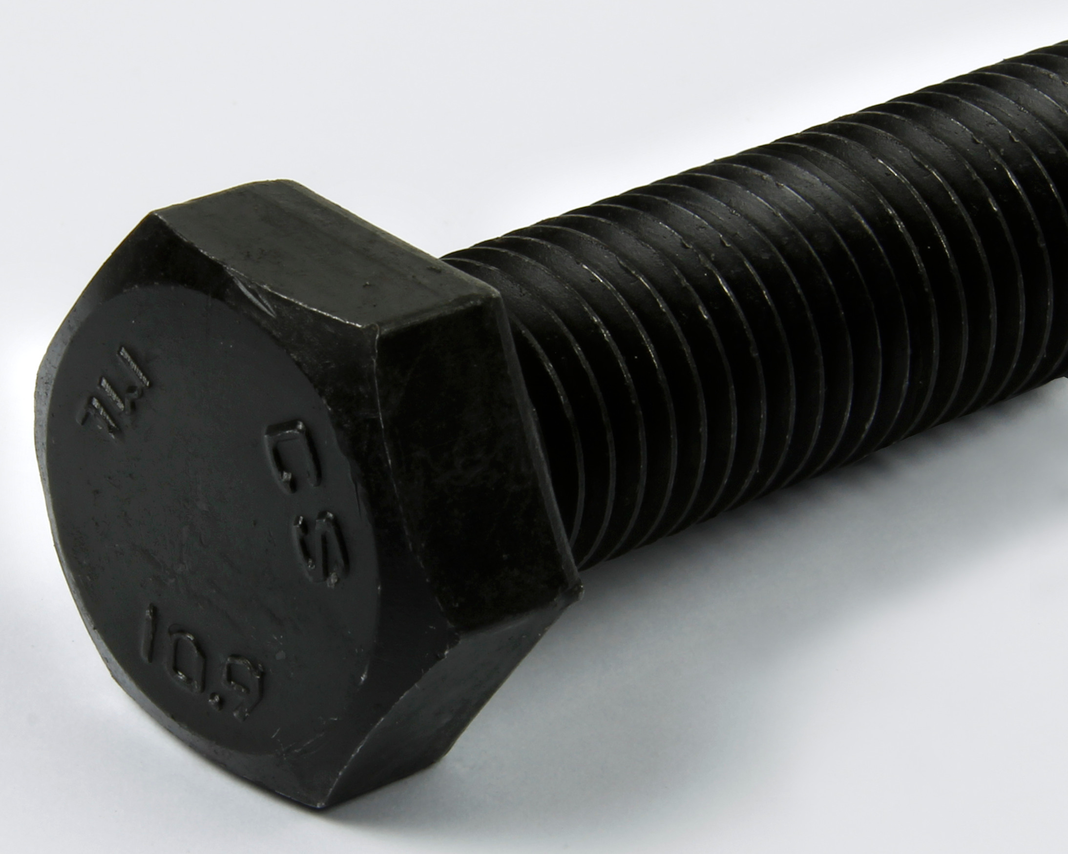 Black oxide coated steel bolt