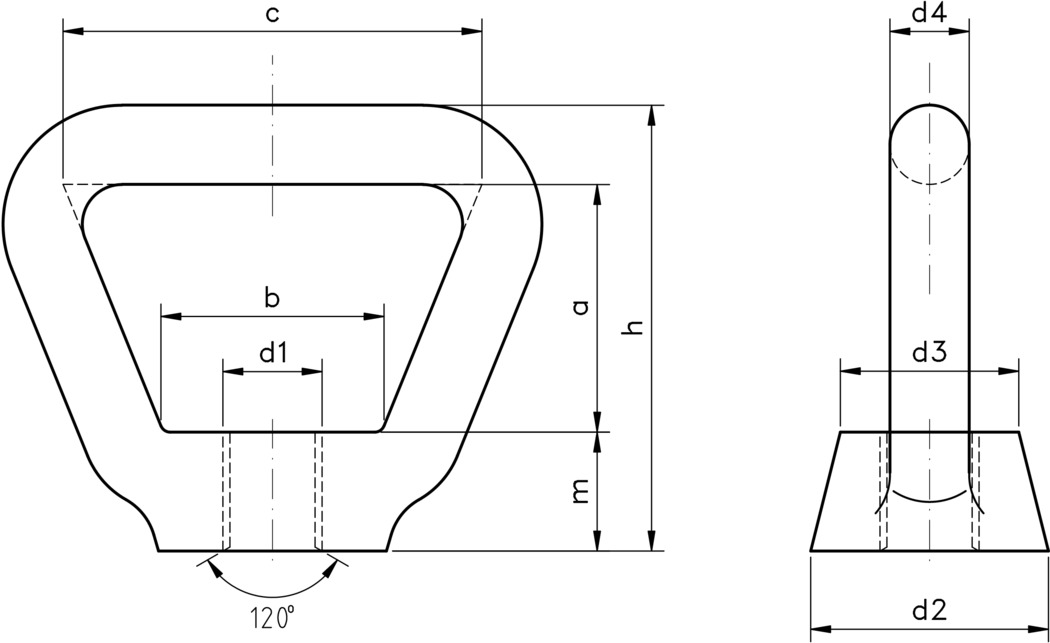 technical drawing of Bow Nut, to DIN 80704