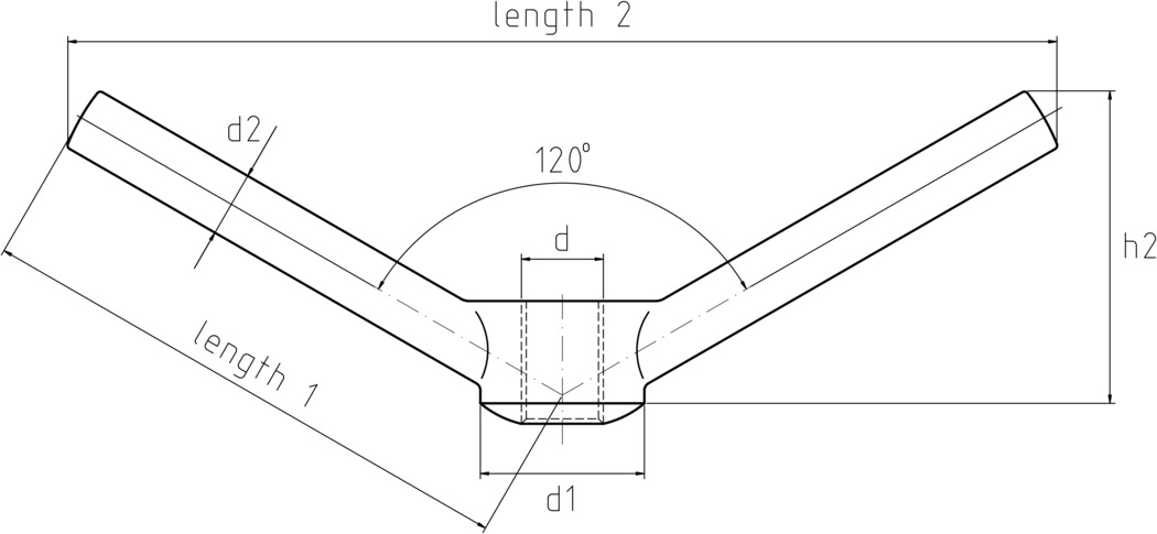 technical drawing of a Toggle Nut, to DIN 934