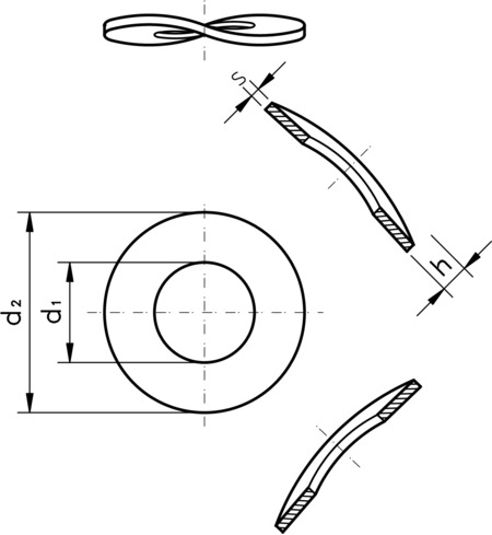 technical drawing of Wave Washers, to DIN 137 Type B