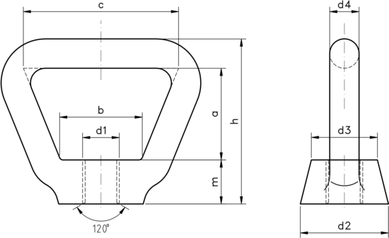 technical drawing of Bow Nut, Similar to DIN 80704