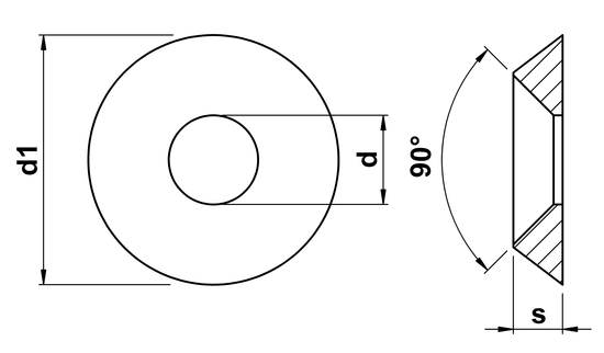 technical drawing of Cup Washers Solid Type