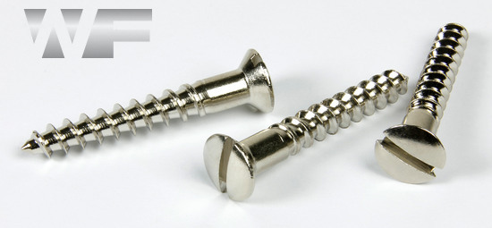 Slotted Raised Countersunk Wood Screws DIN 95 in BRASS-Nickel image